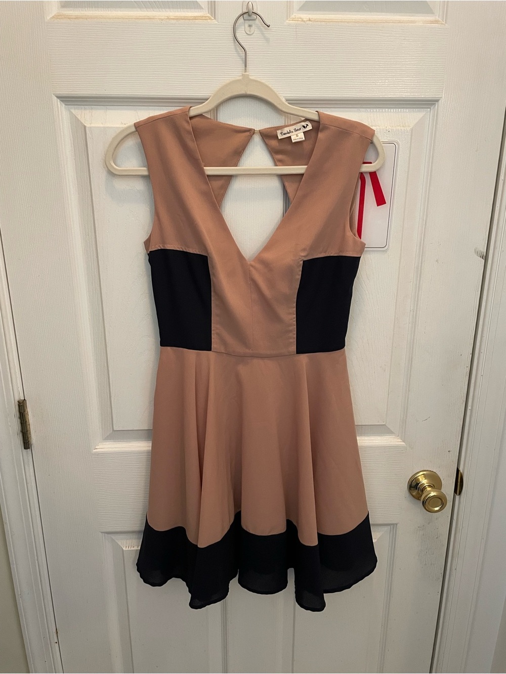 Double Zero Nude and Black Sleeveless Fit & Flare Mini Dress